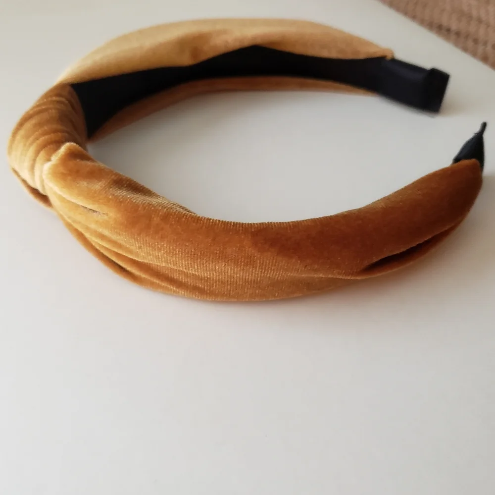 Coffee Latte Velvet Knot Turban Twist Headband